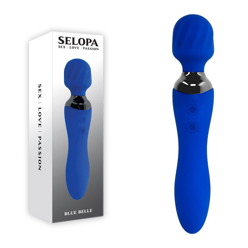 Selopa BLUE BELLE - Blue USB Rechargeable 20 cm Massage Wand - silkandsin