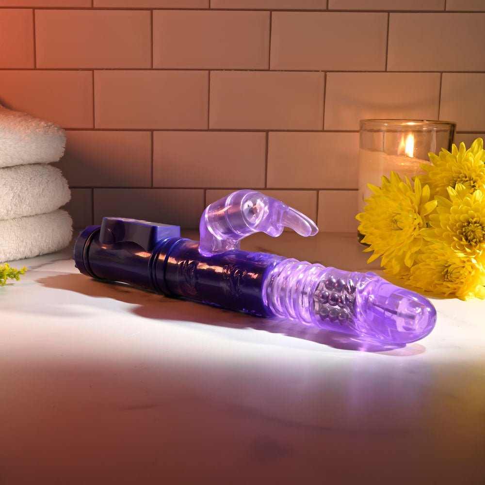 Selopa BUNNY THRUSTER - Purple 24.8 cm Thrusting Rabbit Vibrator - silkandsin