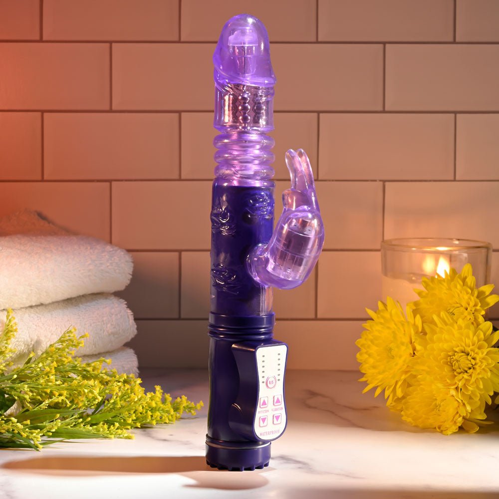 Selopa BUNNY THRUSTER - Purple 24.8 cm Thrusting Rabbit Vibrator - silkandsin