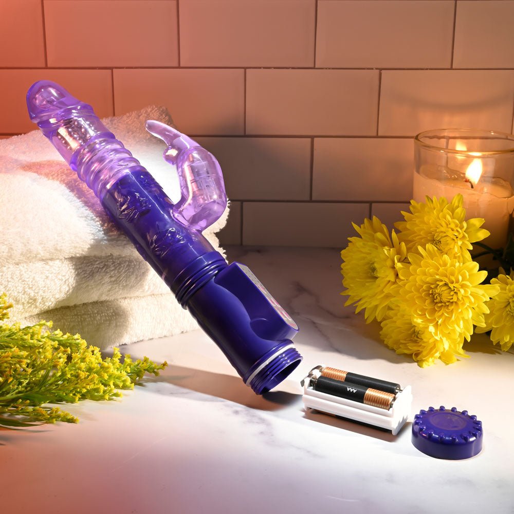 Selopa BUNNY THRUSTER - Purple 24.8 cm Thrusting Rabbit Vibrator - silkandsin