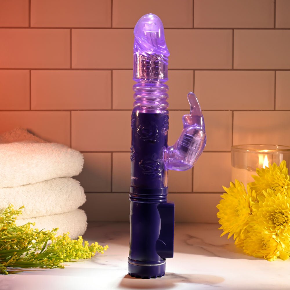 Selopa BUNNY THRUSTER - Purple 24.8 cm Thrusting Rabbit Vibrator - silkandsin