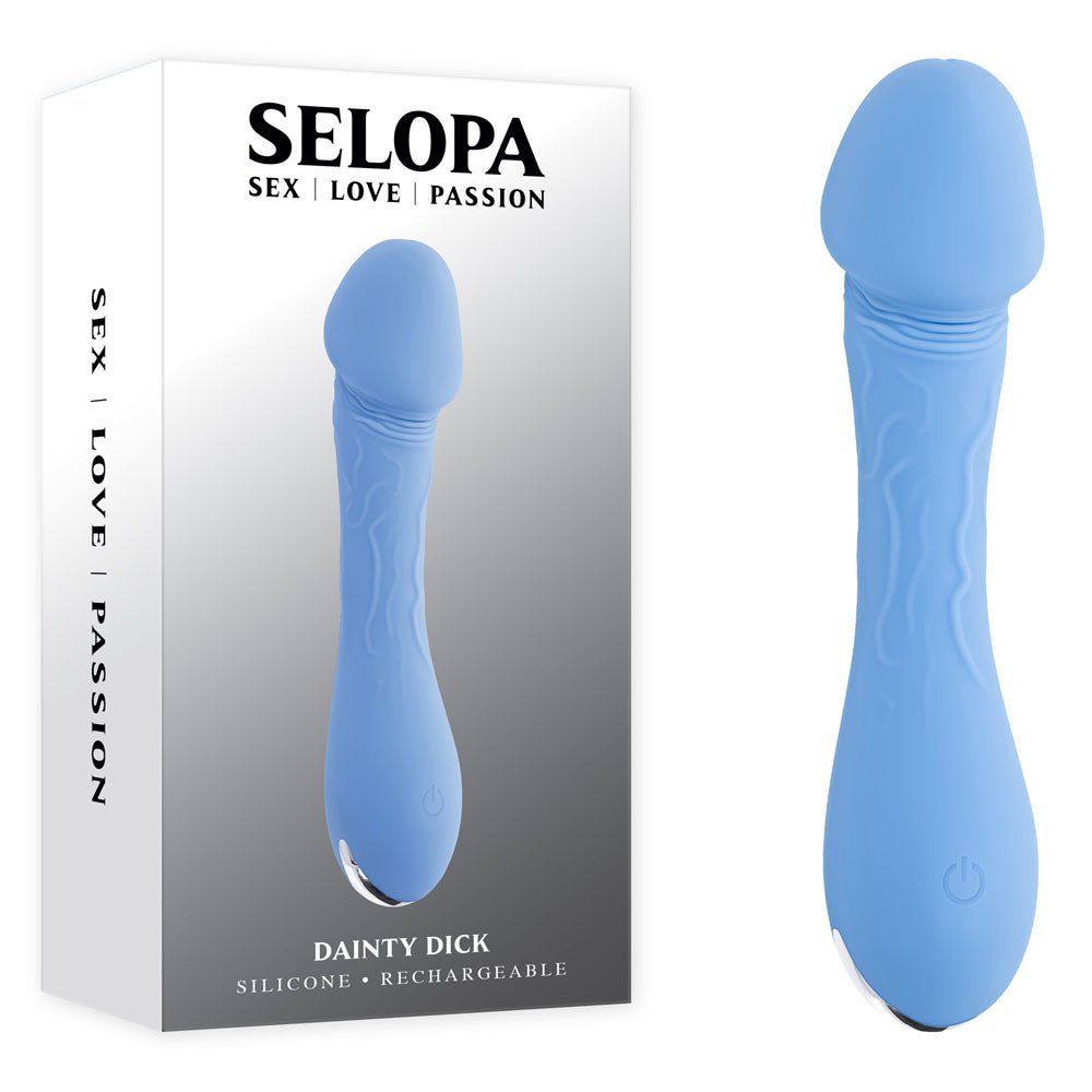Selopa DAINTY DICK - Baby Blue 11.9 cm USB Rechargeable Mini Vibrator - silkandsin