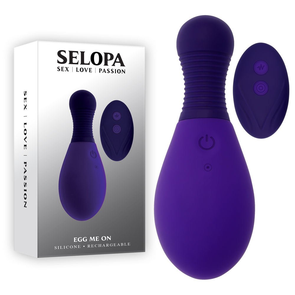 Selopa EGG ME ON - Purple 10 cm USB Rechargeable Egg with Wireless Remote - silkandsin
