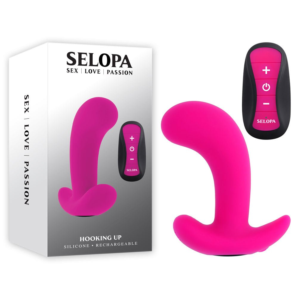 Selopa HOOKING UP - Pink 9.5 cm USB Rechargeable Vibrator with Wireless Remote - silkandsin