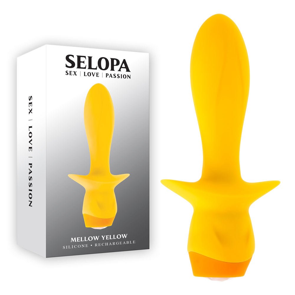 Selopa MELLOW YELLOW - Yellow 13.5 cm USB Rechargeable Vibrating Anal Plug - silkandsin