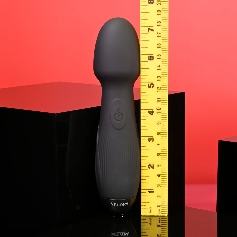 Selopa POWER TRIP - Black 18.8 cm USB Rechargeable Massage Wand - silkandsin