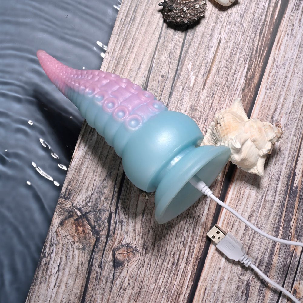 Selopa STUCK ON YOU - Blue/Pink 19 cm USB Rechargeable Vibrating Tentacle Fantasy Dildo - silkandsin