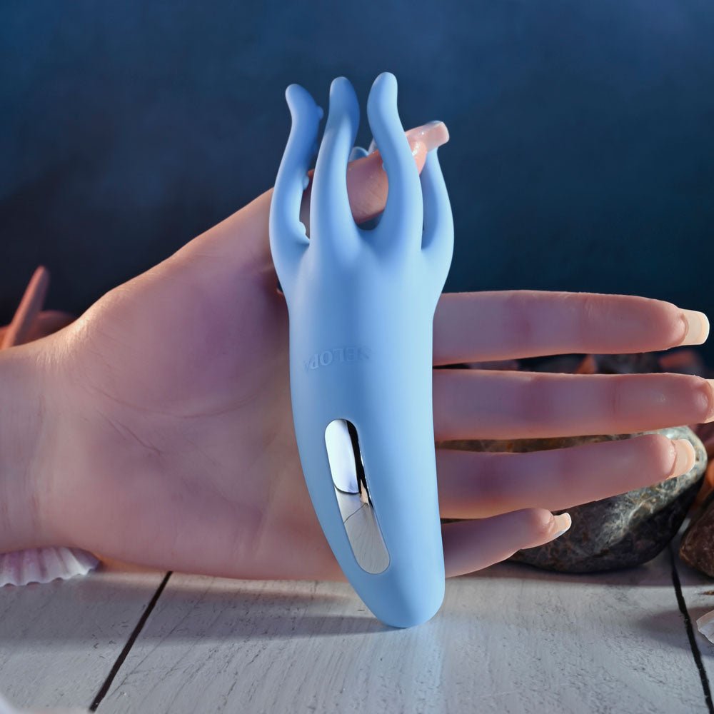 Selopa TENTACLE TICKLER - Blue USB Rechargeable Vibrating Stimulator - silkandsin