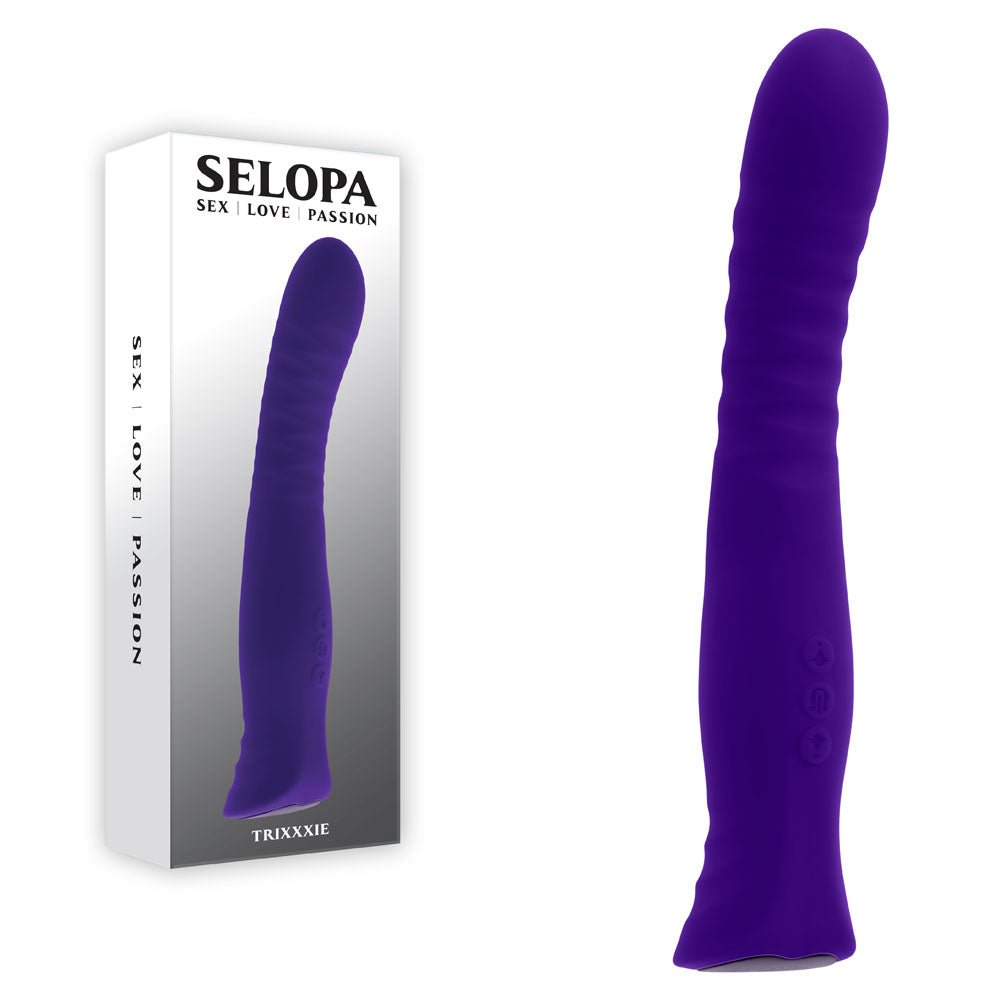 Selopa TRIXXXIE - Purple 22.2 cm USB Rechargeable Vibrator - silkandsin