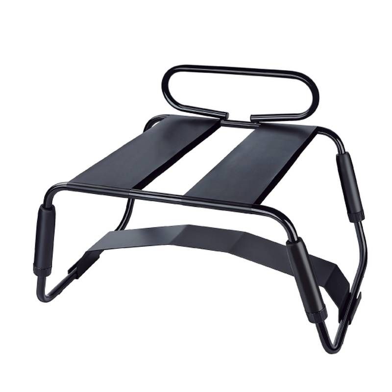 Sex Chair Adjustable Height Black w Handle and Arch Bridge - Silk and Sin