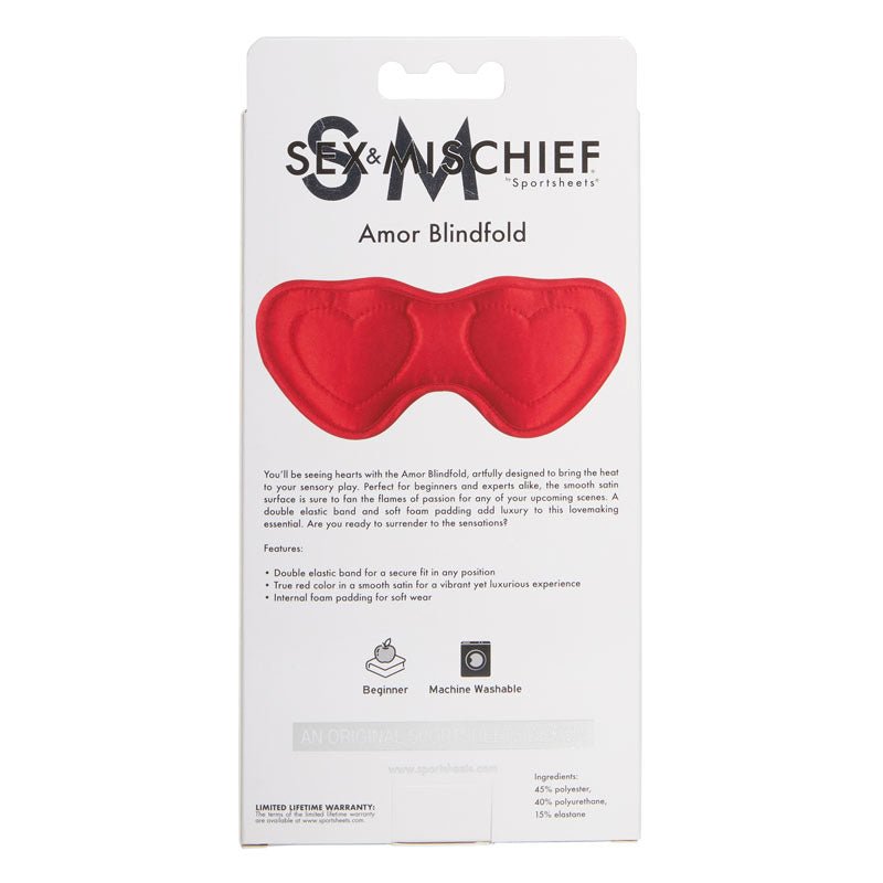 Sex & Mischief Amor Blindfold - Red Padded Blindfold - silkandsin