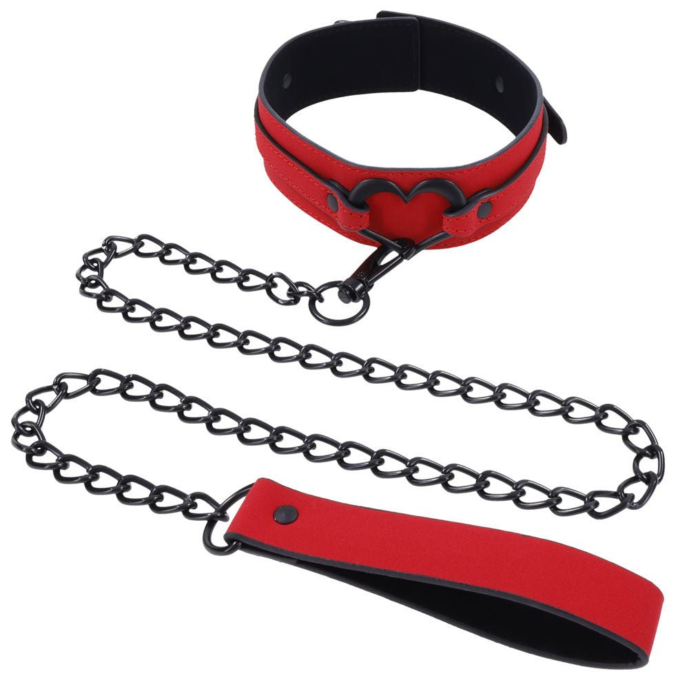 Sex & Mischief Amor Collar and Leash - Red Restraint - silkandsin