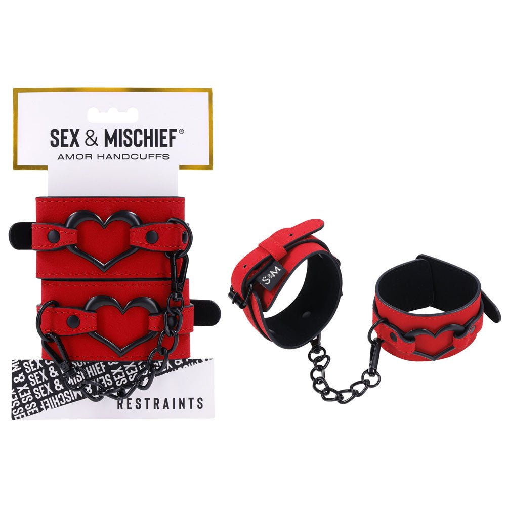 Sex & Mischief Amor Handcuffs - Red Restraints - silkandsin