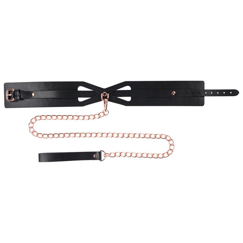 Sex & Mischief Brat Collar & Leash - Rose Gold/Black Restraint - silkandsin
