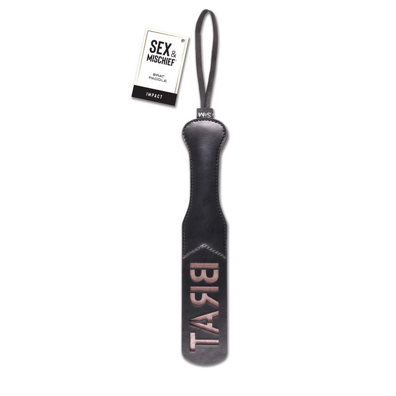 Sex & Mischief Brat Paddle - Black Spanking Paddle - silkandsin