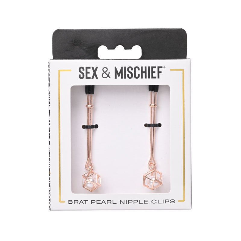 Sex & Mischief Brat Pearl Nipple Clips - Rose Gold - Set of 2 - silkandsin