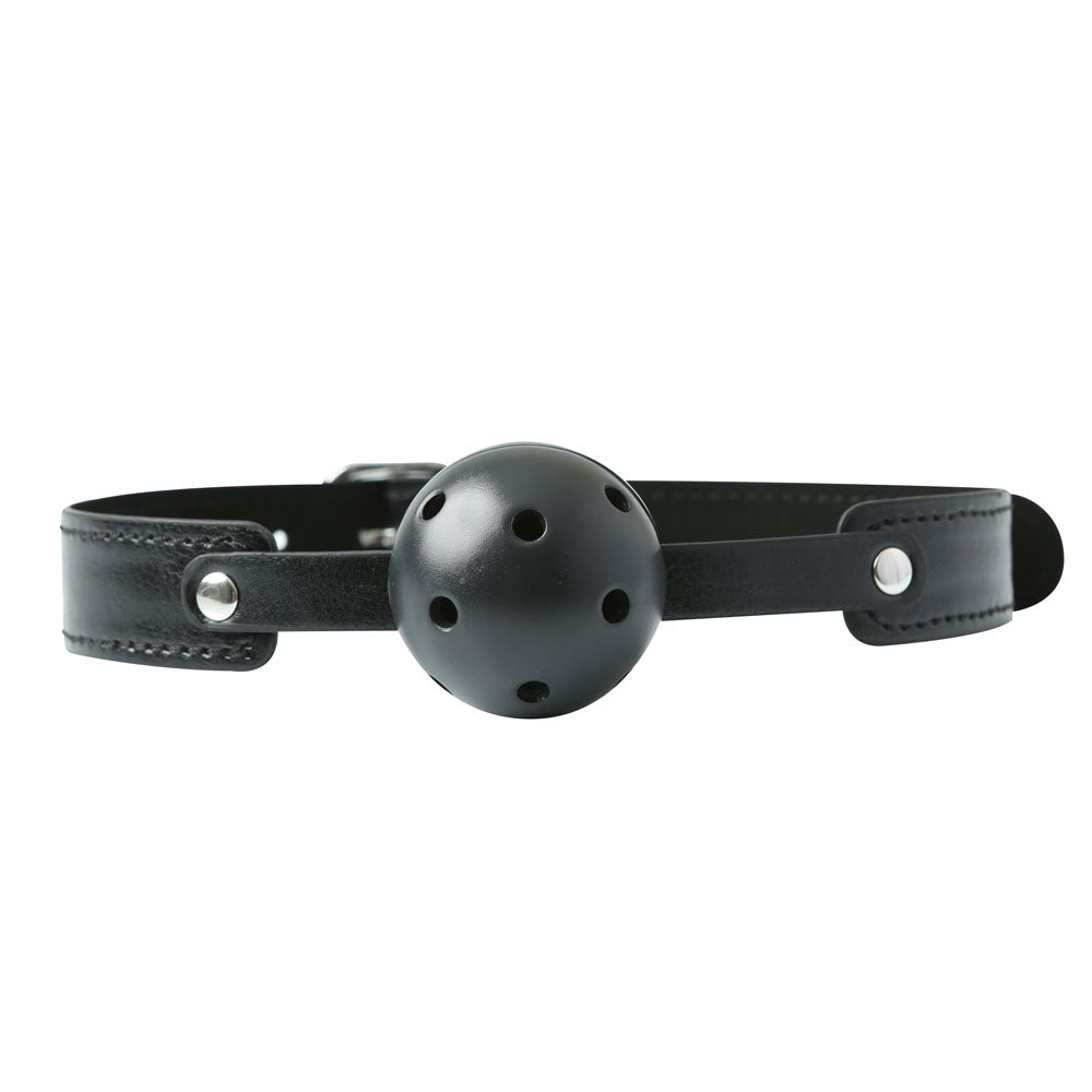 Sex & Mischief Breathable Ball Gag - Black Mouth Restraint - silkandsin