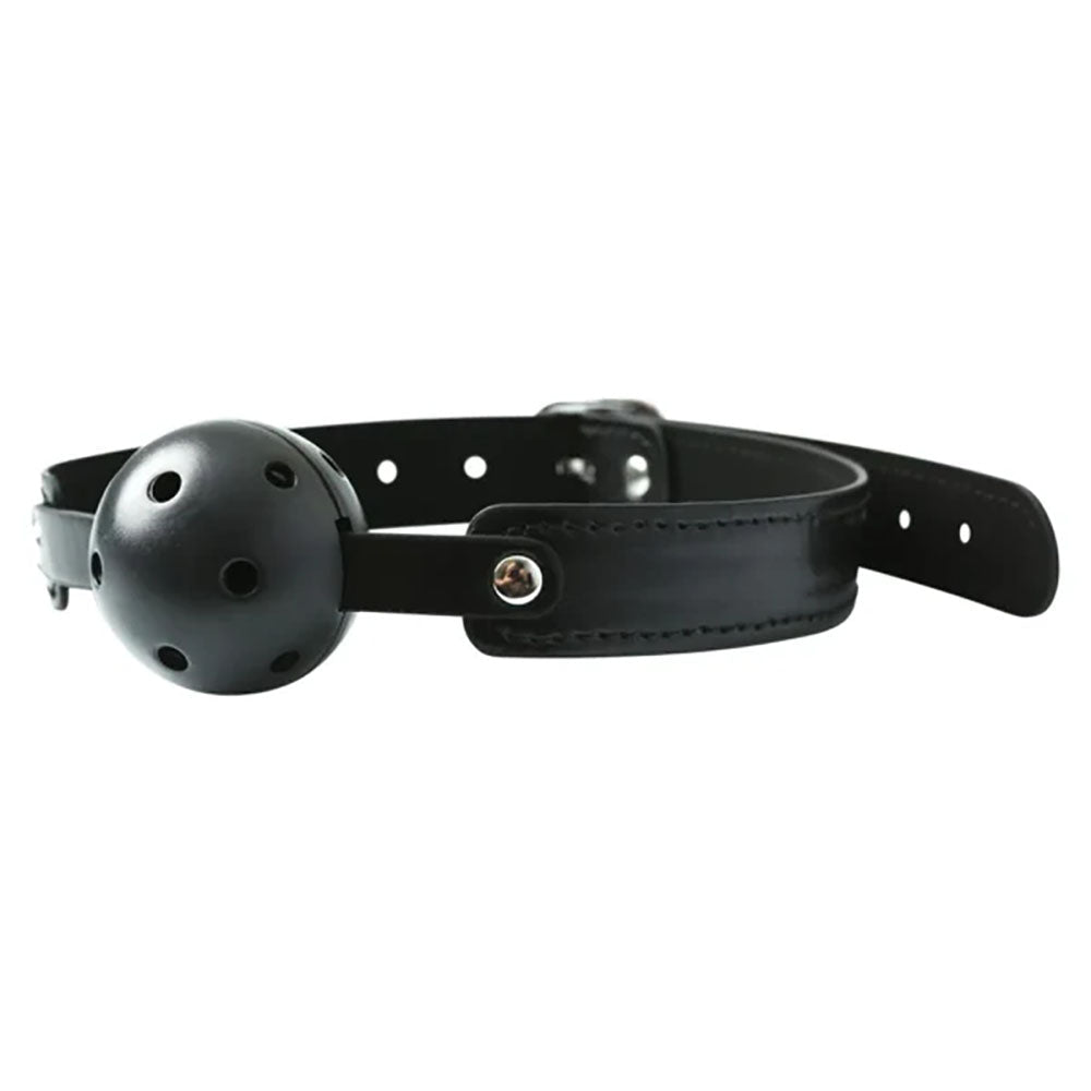 Sex & Mischief Breathable Ball Gag - Black Mouth Restraint - silkandsin