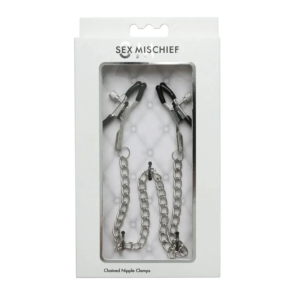 Sex & Mischief Chained Nipple Clamps - Nipple Clamps with 30 cm Chain - silkandsin
