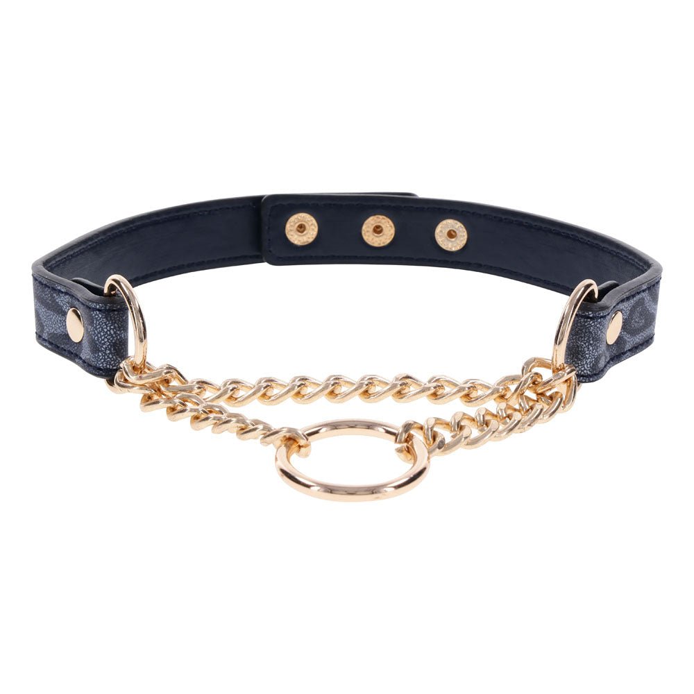 Sex & Mischief Cougar Day Collar - Navy Blue/Gold Collar - silkandsin