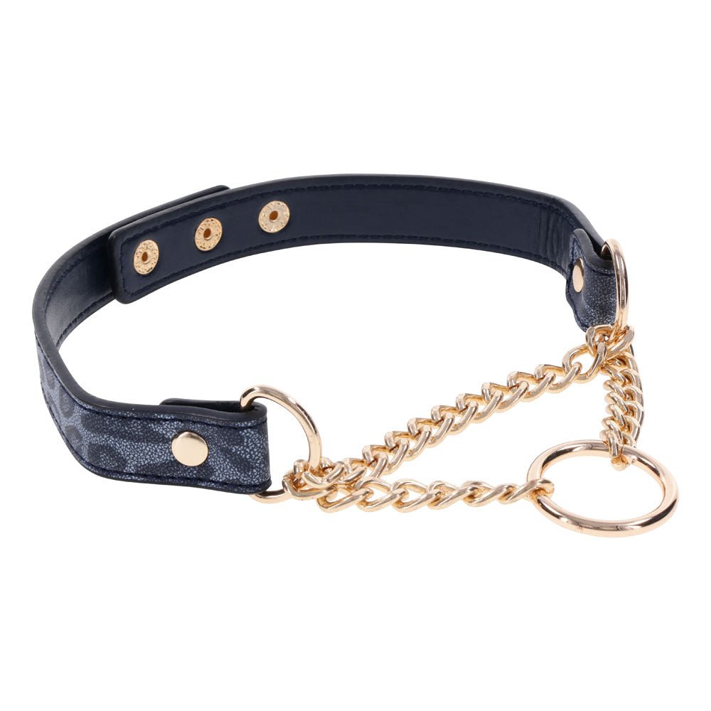 Sex & Mischief Cougar Day Collar - Navy Blue/Gold Collar - silkandsin