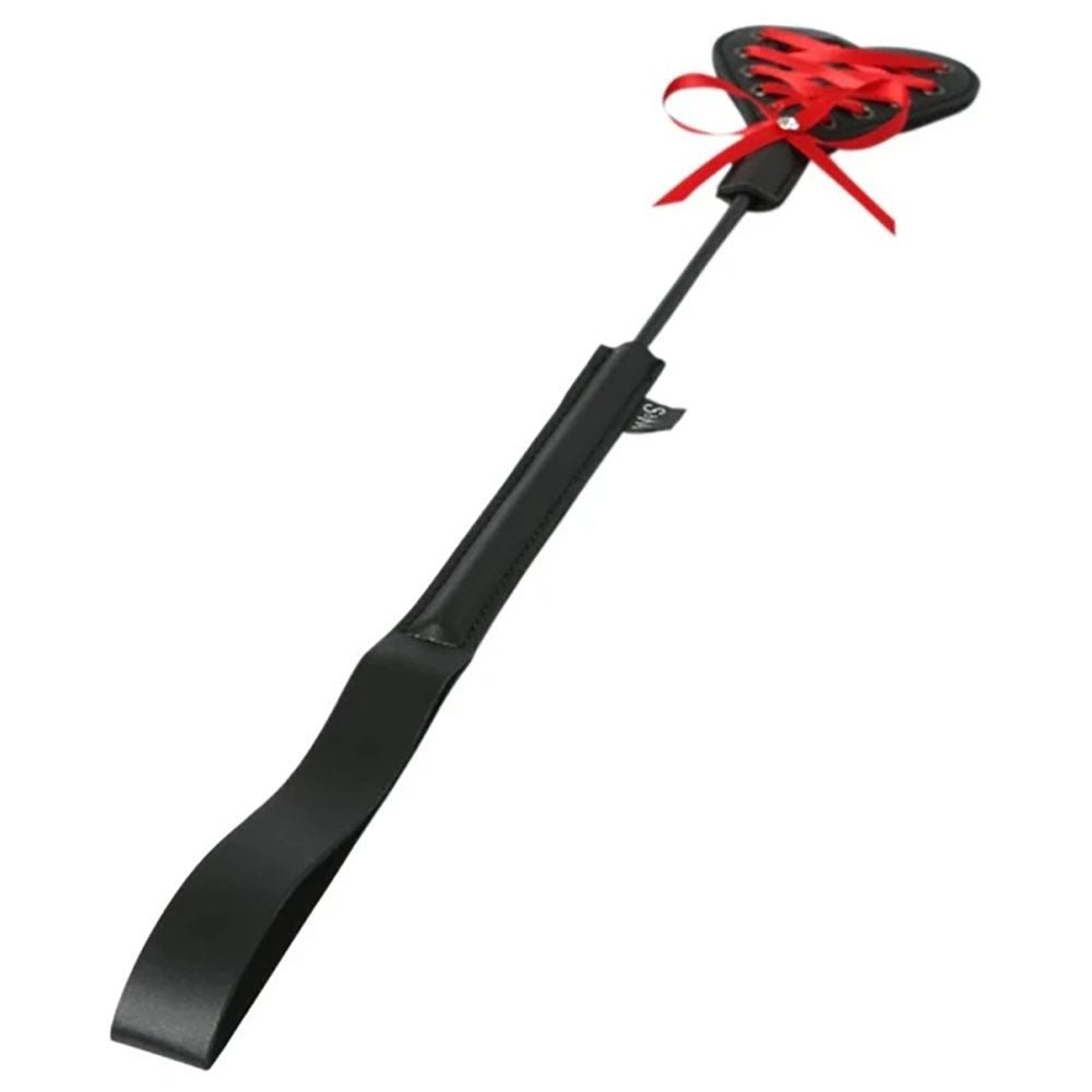 Sex & Mischief Heart Beat Crop - Black/Red 37.5 cm Crop Whip - silkandsin