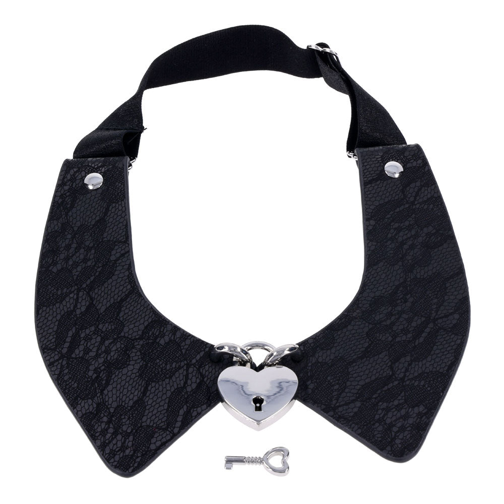 Sex & Mischief Heartbound Lace Day Collar - Black Submission Collar - silkandsin