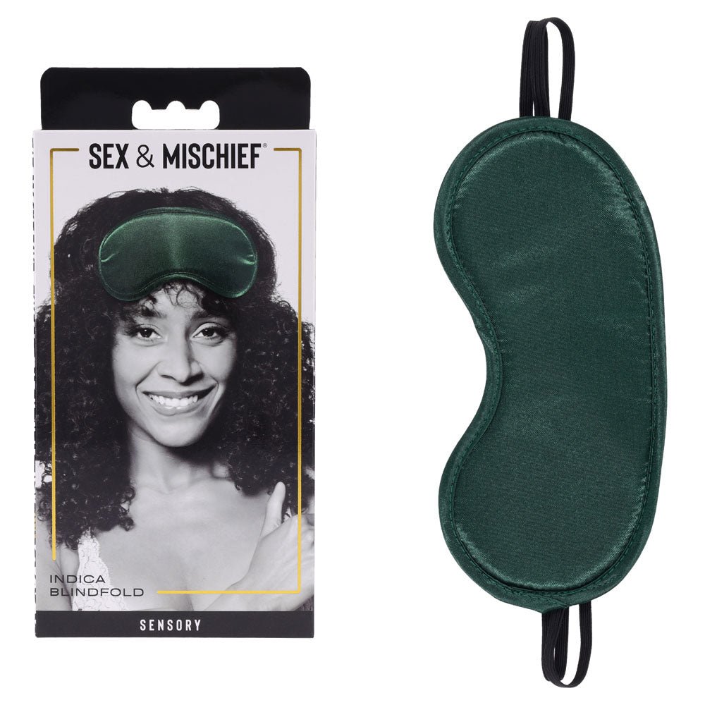 Sex & Mischief Indica Blindfold - Green Eye Mask - Silk and Sin