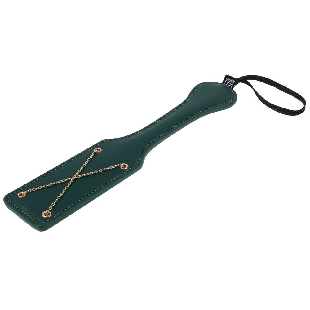 Sex & Mischief Indica Chain Impressions Paddle - Green/Gold Spanking Paddle - Silk and Sin