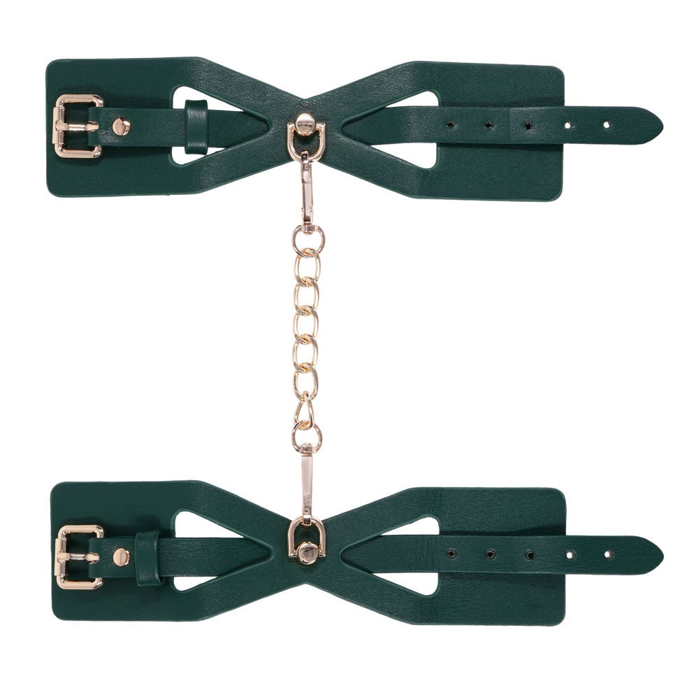 Sex & Mischief Indica Cutout Cuffs - Green/Gold Restraints - Silk and Sin