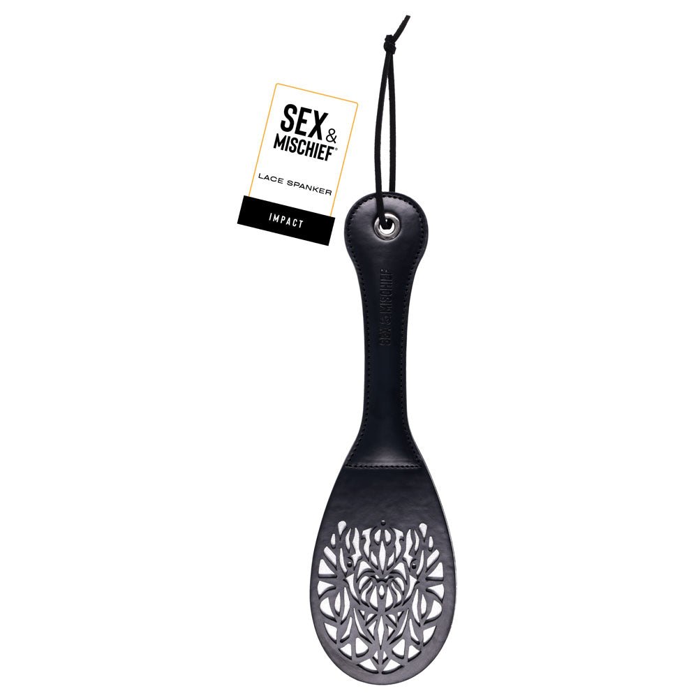 Sex & Mischief Lace Spanker - Black Spanking Paddle - silkandsin