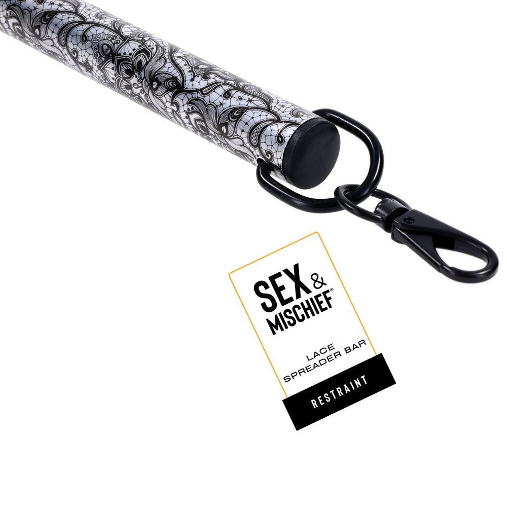 Sex & Mischief Lace Spreader Bar - Aluminium Restraint Bar - silkandsin