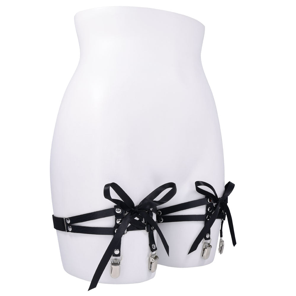 Sex & Mischief Laced Up Garters - Black Garters - silkandsin