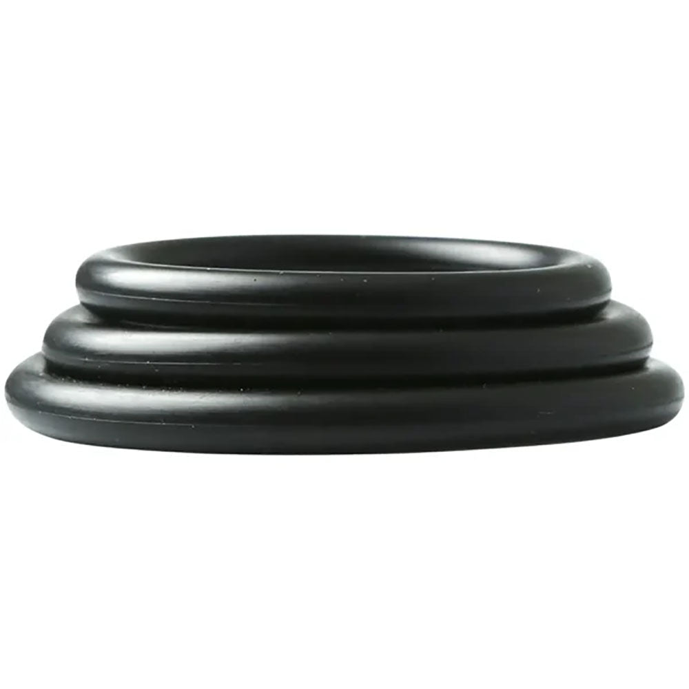 Sex & Mischief Nitrile Cock Ring 3 Pack - Black Cock Rings - Set of 3 Sizes - silkandsin