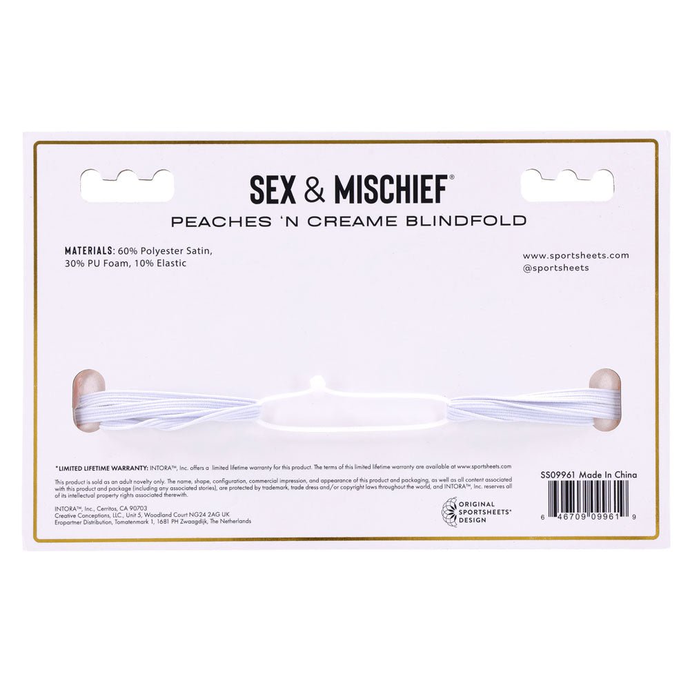 Sex & Mischief Peaches n CreaMe Blindfold - Peach Eyemask - silkandsin