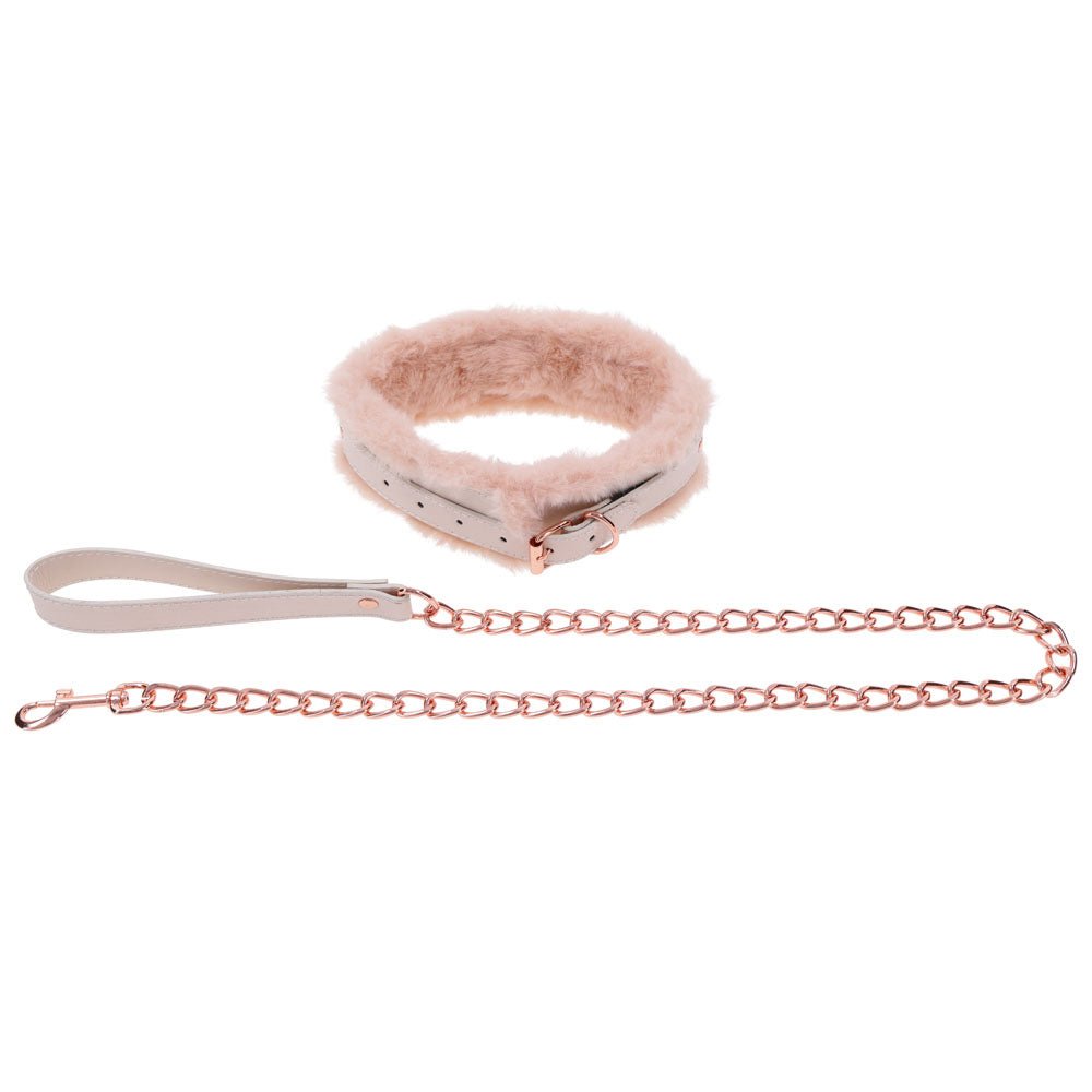 Sex & Mischief Peaches n CreaMe Fur Collar & Leash - Peach Restraint - silkandsin
