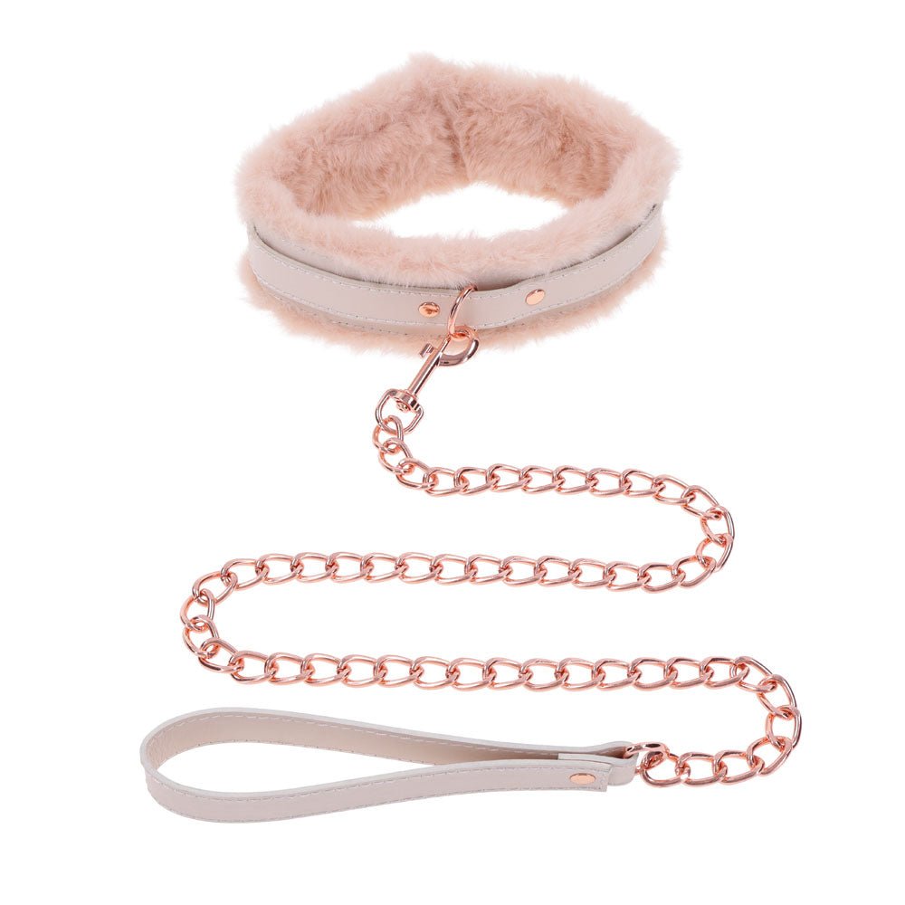 Sex & Mischief Peaches n CreaMe Fur Collar & Leash - Peach Restraint - silkandsin