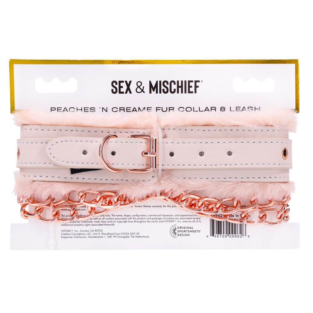 Sex & Mischief Peaches n CreaMe Fur Collar & Leash - Peach Restraint - silkandsin