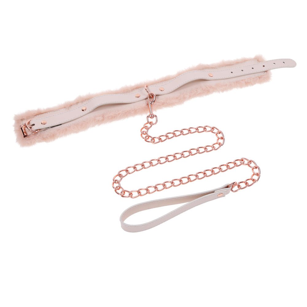 Sex & Mischief Peaches n CreaMe Fur Collar & Leash - Peach Restraint - silkandsin