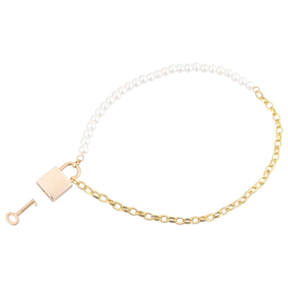 Sex & Mischief Pearl Day Collar - Pearl/Gold Necklace - silkandsin