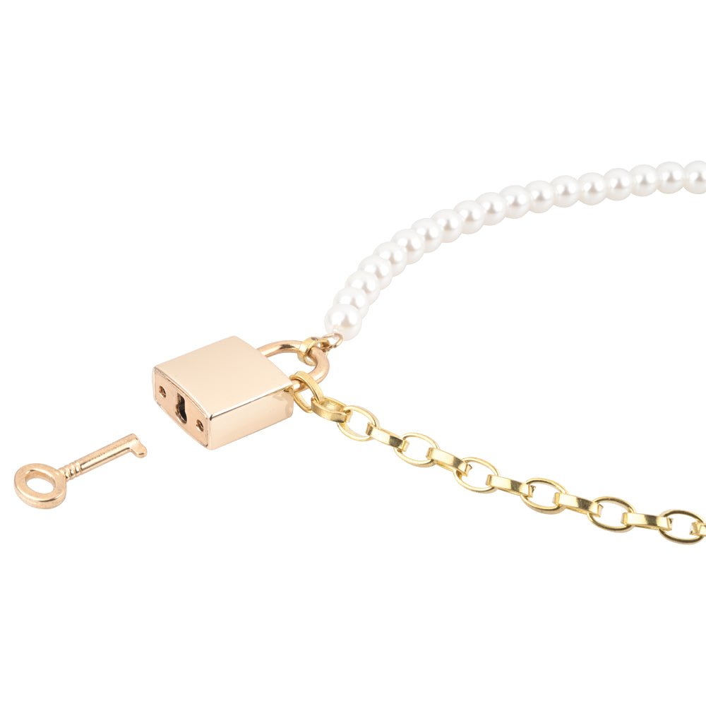 Sex & Mischief Pearl Day Collar - Pearl/Gold Necklace - silkandsin