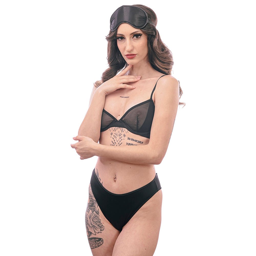 Sex & Mischief Satin Blindfold Black - Black Blindfold - silkandsin