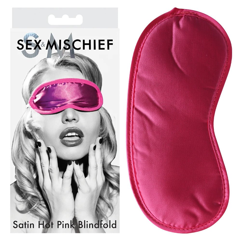 Sex & Mischief Satin Blindfold Hot Pink - Hot Pink Blindfold - silkandsin