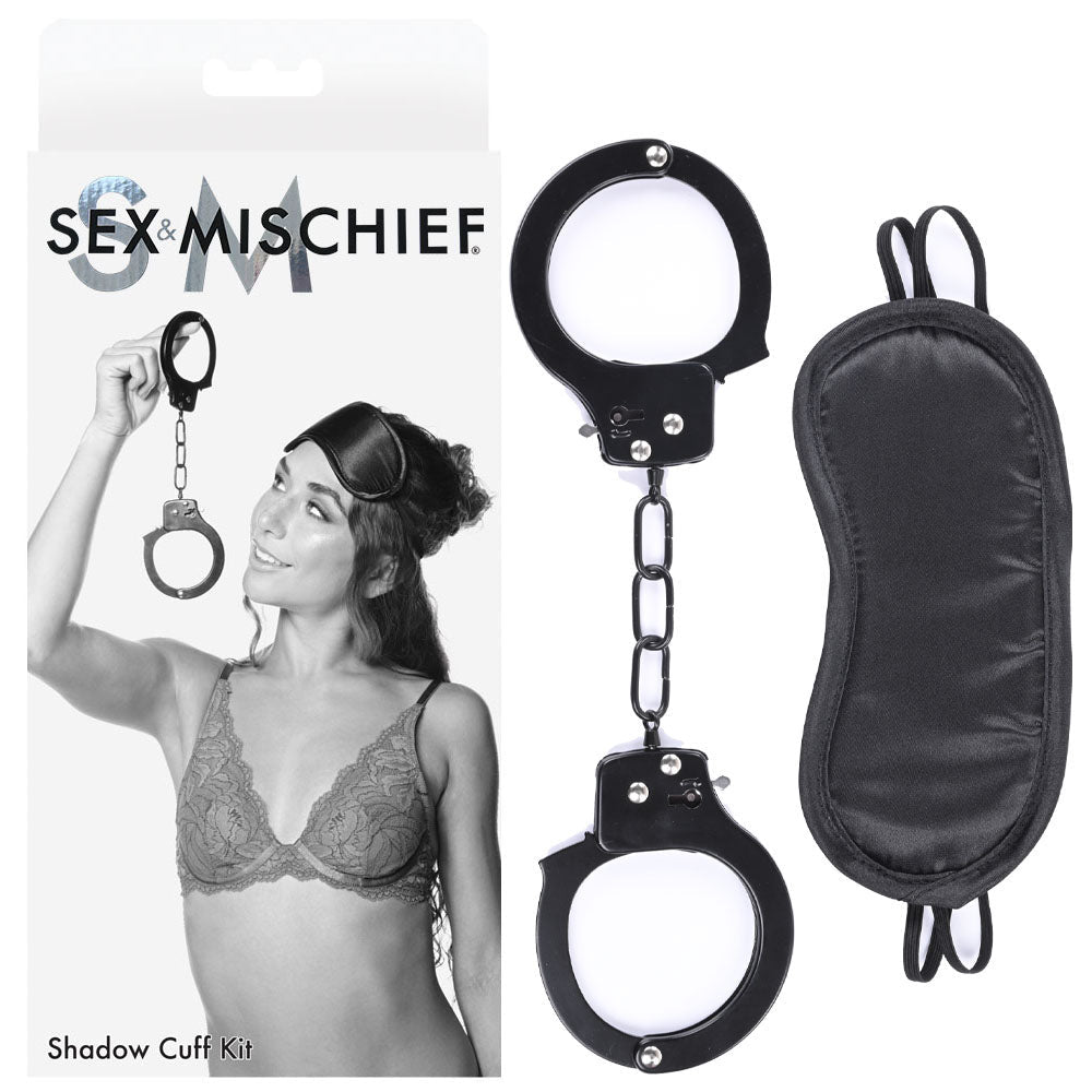 Sex & Mischief Shadow Cuff Kit - Black - 2 Piece Set - silkandsin