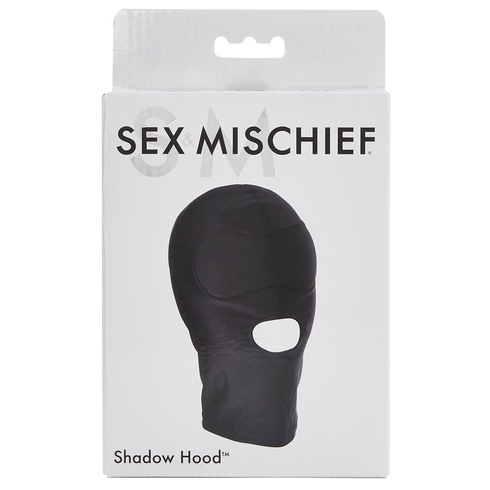Sex & Mischief Shadow Hood - Black Hood with Mouth Opening - silkandsin