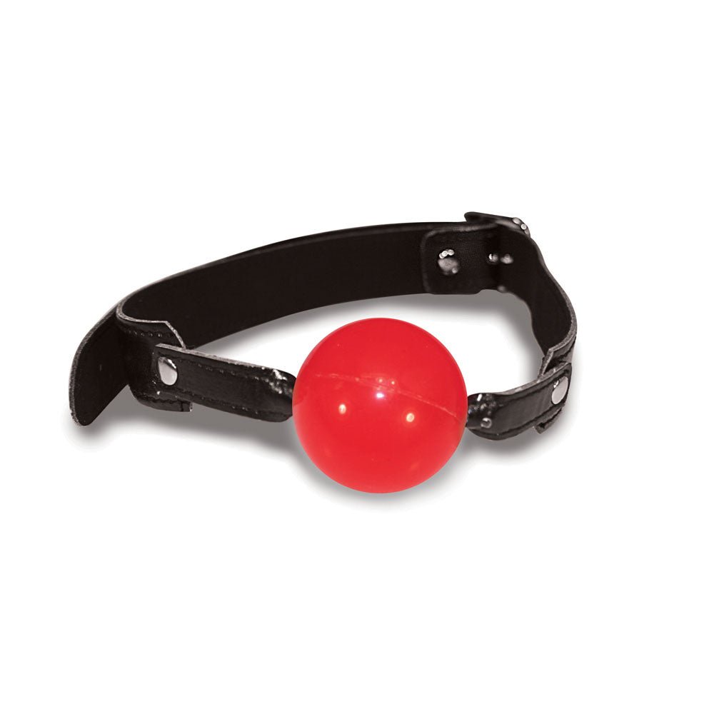 Sex & Mischief Solid Red Ball Gag - Red/Black Mouth Restraint - silkandsin