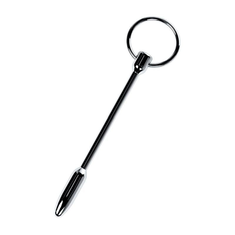 Silver Metal Urethral Plug w Ring - Silk and Sin