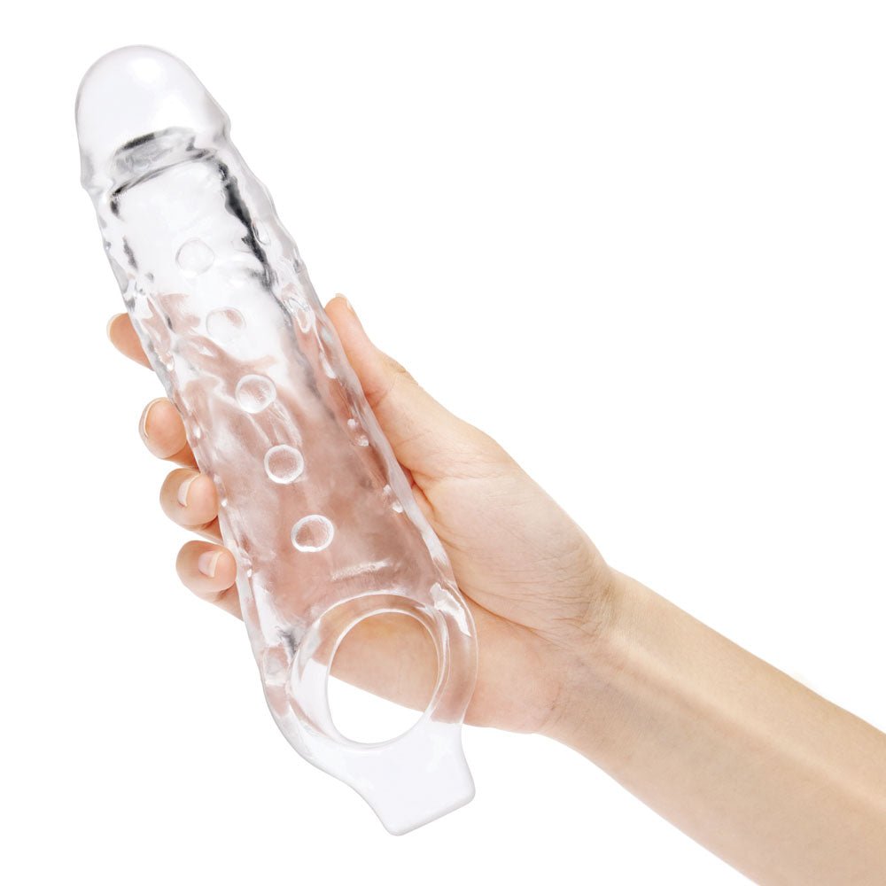 Size Up 1 Inch See - Thru Stretch Penis Extender - Clear 2.5 cm (1'') Penis Extension Sleeve - silkandsin