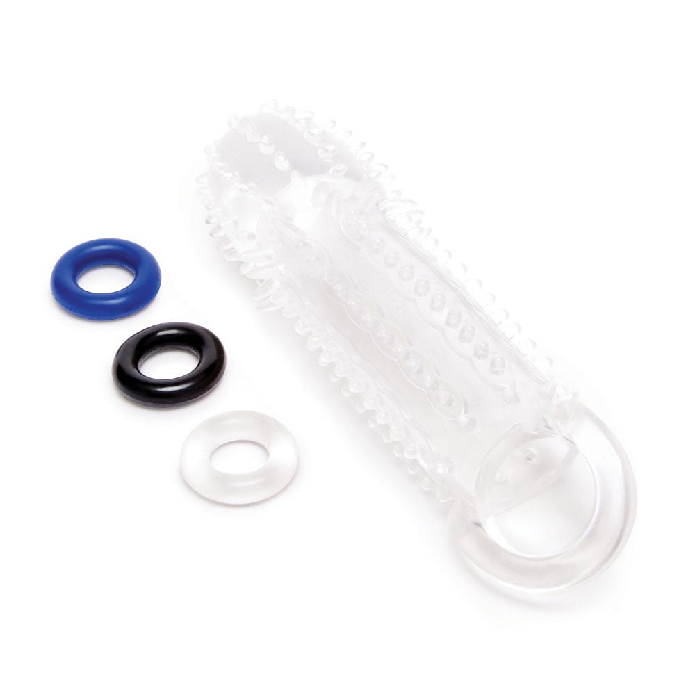Size Up 1.5 Inch See - Thru Stretch Penis Extender - Clear 3.8 cm (1.5'') Penis Extension Sleeve - silkandsin