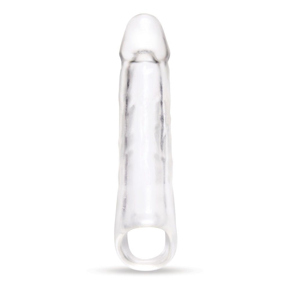 Size Up 3 Inch See - Thru Penis Extender with Ball Loop - Clear 7.6 cm (3'') Penis Extension Sleeve - silkandsin